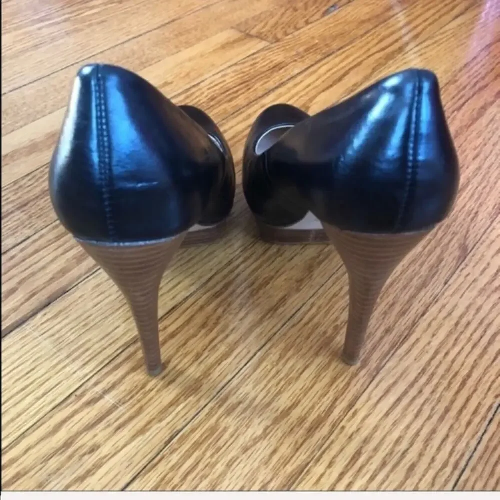 Dolce Vita Black Leather Stiletto Platform Pump Heels Sz 6